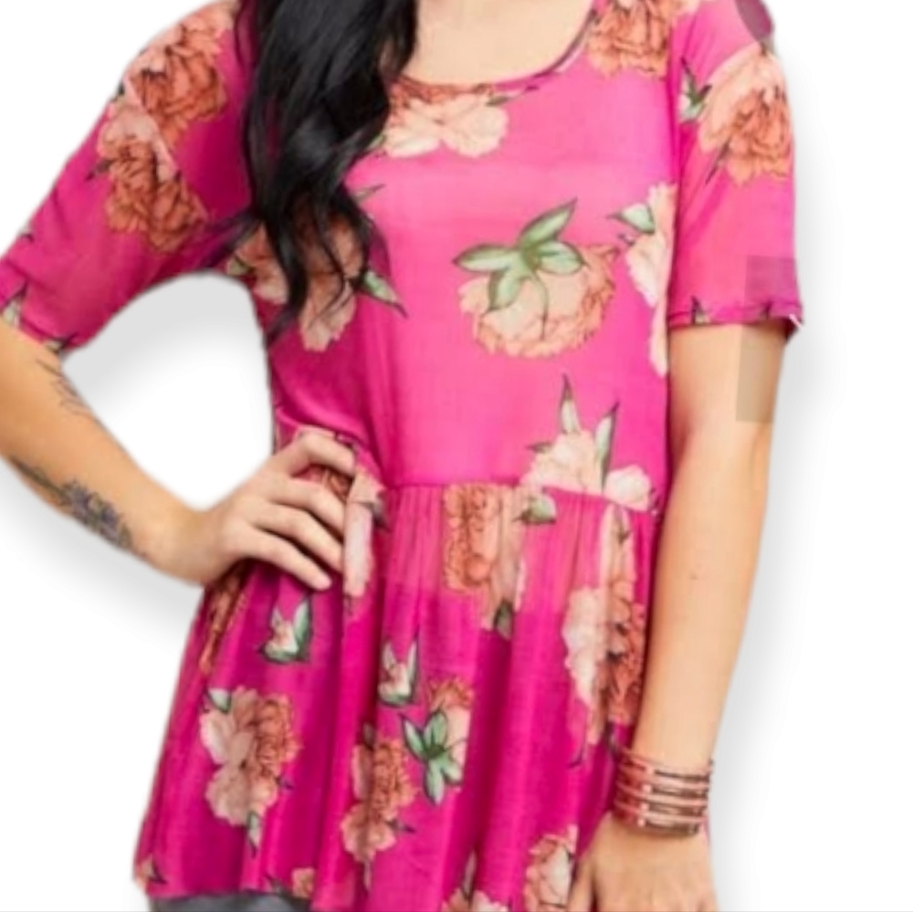 Piphany pink soho floral blouse size small